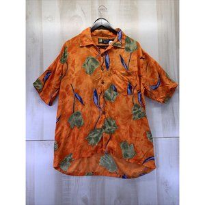 Roundy Bay Mens Tulip Bright Orange Button Up Shirt Size Large-7870
